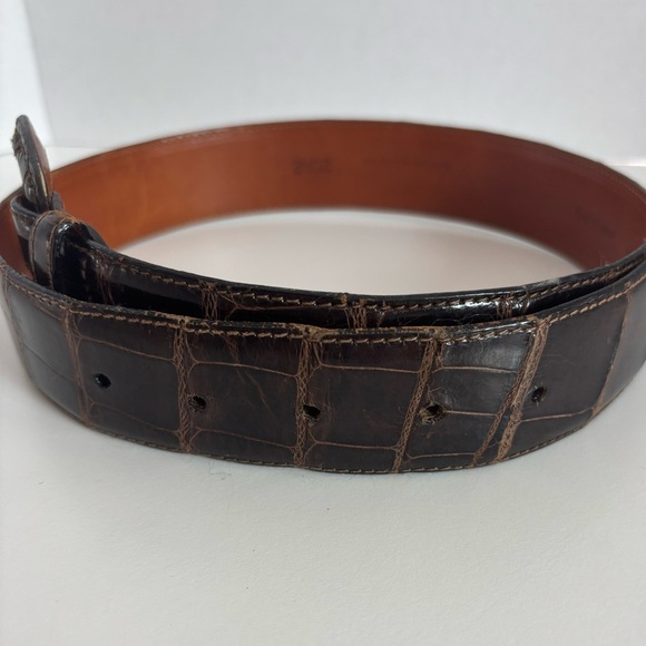 Vtg Ralph Lauren Collection genuine crocodile belt brown 28 main image 8